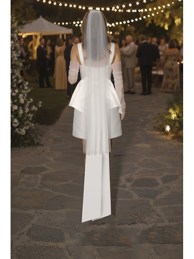 sheath column little white dress wedding dress satin, supplier image 2