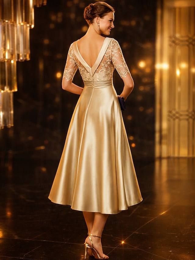 a-line mother of the bride dresses wedding guest dresses cocktail dresses party dresses tea length, supplier image 2