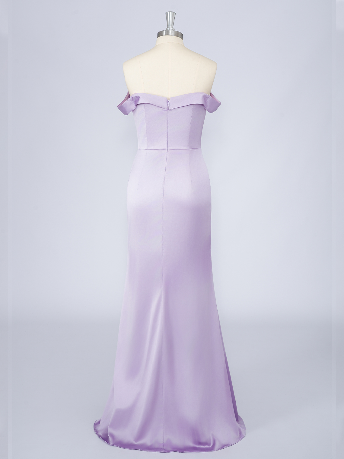 Lilac Mermaid Solid Color Satin Sweetheart With Slit Long Prom Dress