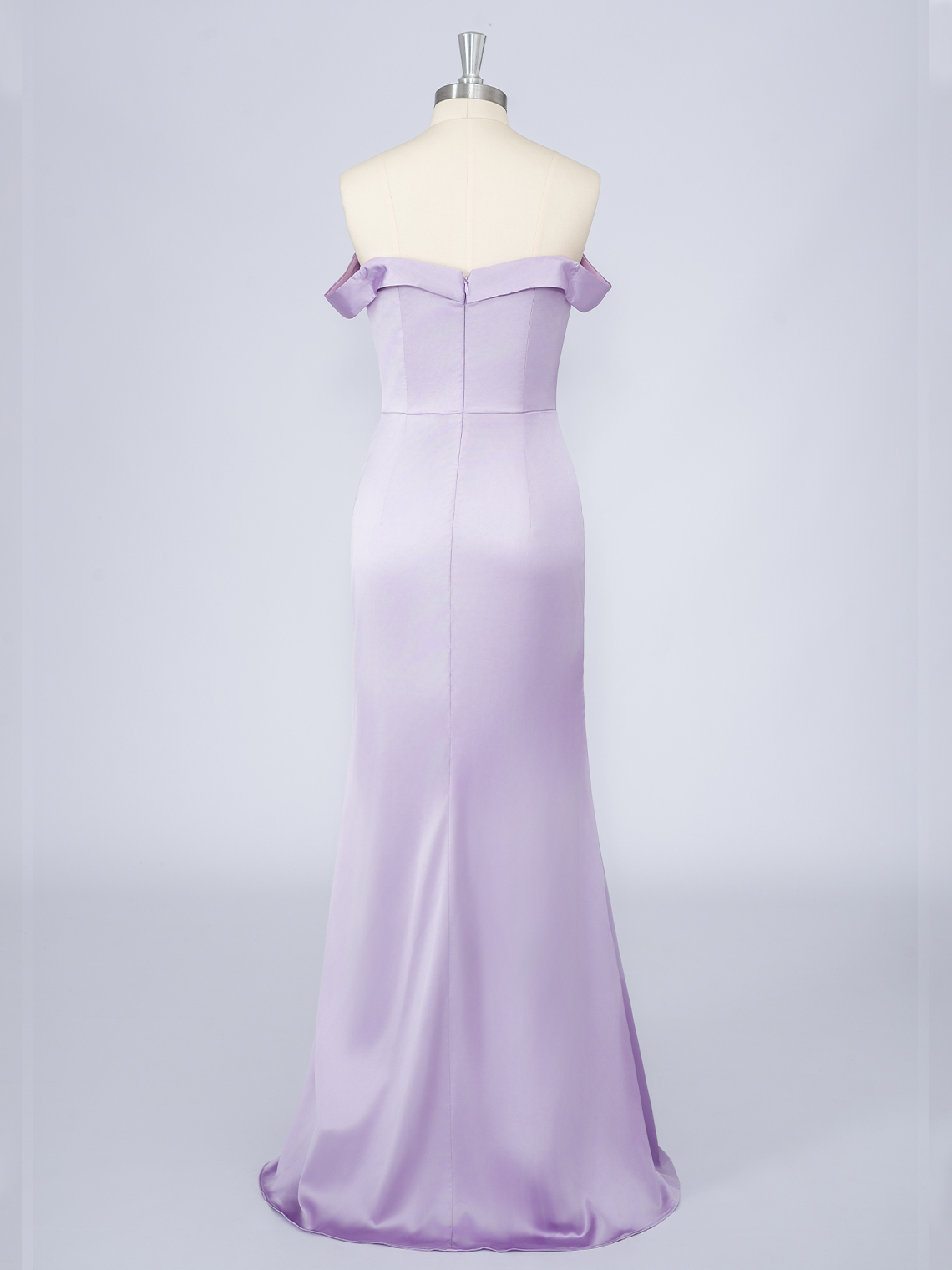 Lilac Mermaid Solid Color Satin Sweetheart With Slit Long Prom Dress