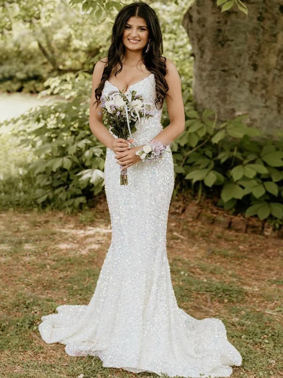 Sparkle Mermaid Sequin Sweetheart Sleeveless Tight Prom Dress