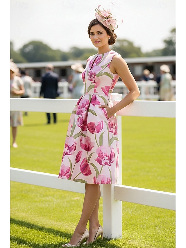 a-line mother of the bride dresses wedding guest dresses cocktail dresses knee length jacquard, supplier image 2