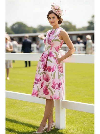 a-line mother of the bride dresses wedding guest dresses cocktail dresses knee length jacquard, supplier image 2
