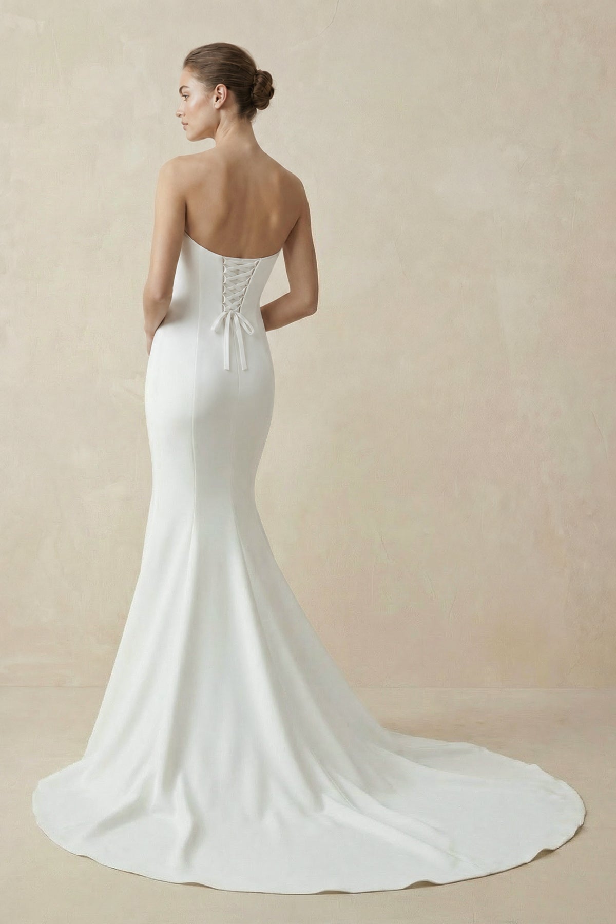 White Simple Sweep Train Boho Long Mermaid Wedding Dresses