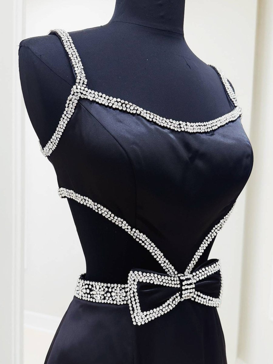 Scoop Neck Mermaid Beaded Long Prom Dresses With Bow Evening Dresses, product image 10