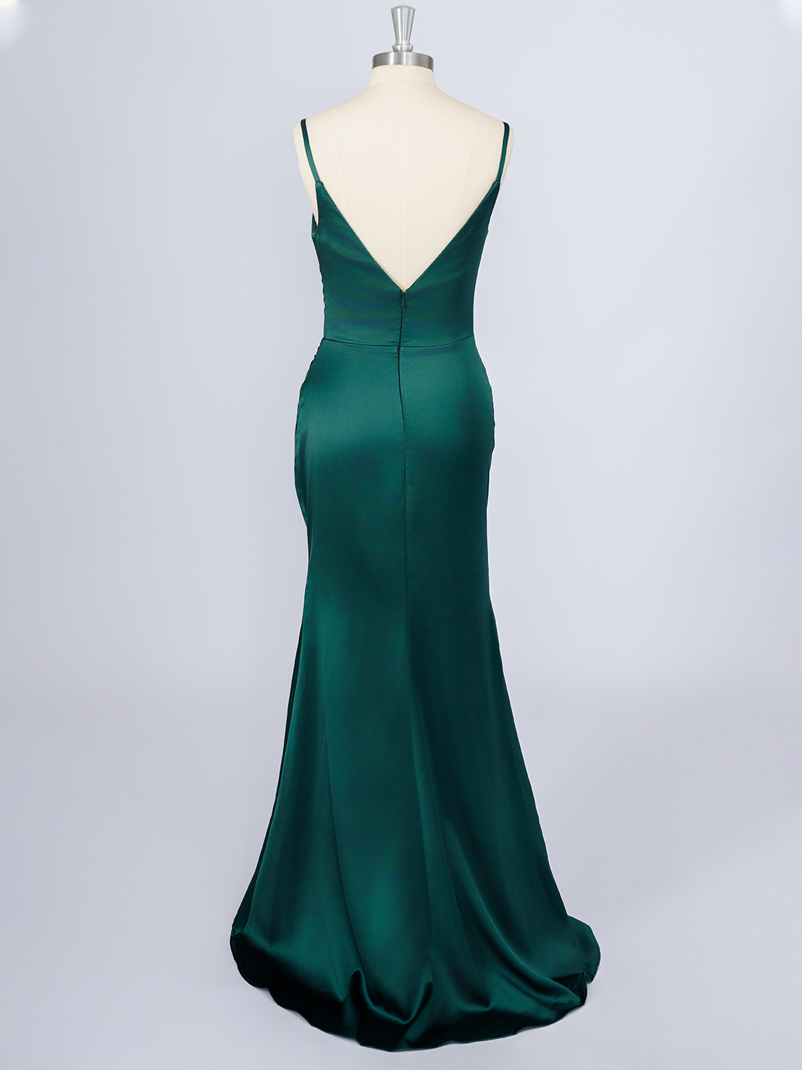 Dark Green Mermaid V Neck Sleeveless With Slit Long Prom Dress