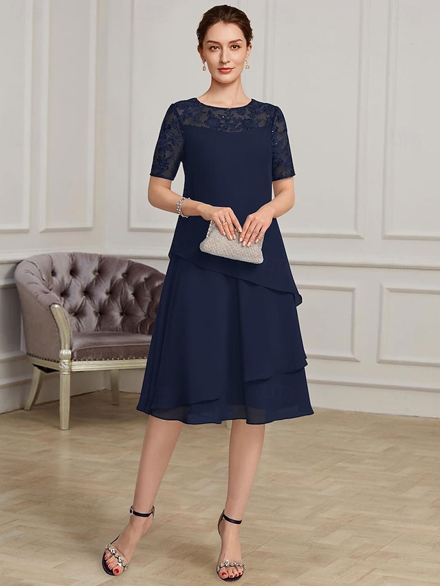 a-line mother of the bride dresses wedding guest dresses cocktail dresses party dresses tea length, supplier image 1