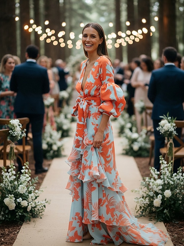 a-line floor length mother of the bride dresses wedding guest dresses formal dresses evening gown long sleeve v neck, supplier image 1