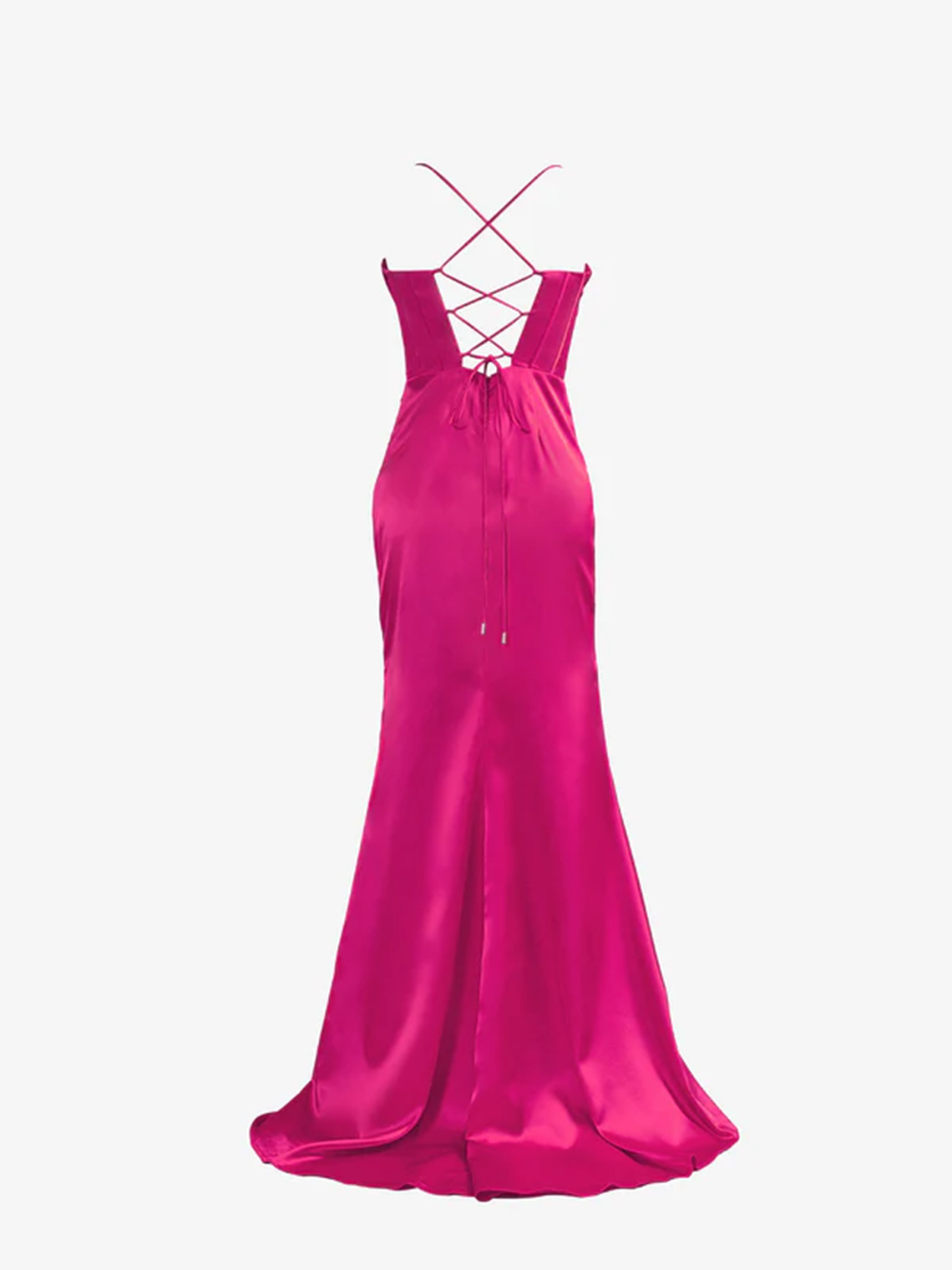 Mermaid Spaghetti Straps Satin Sweep Train with High Slit Prom Dress