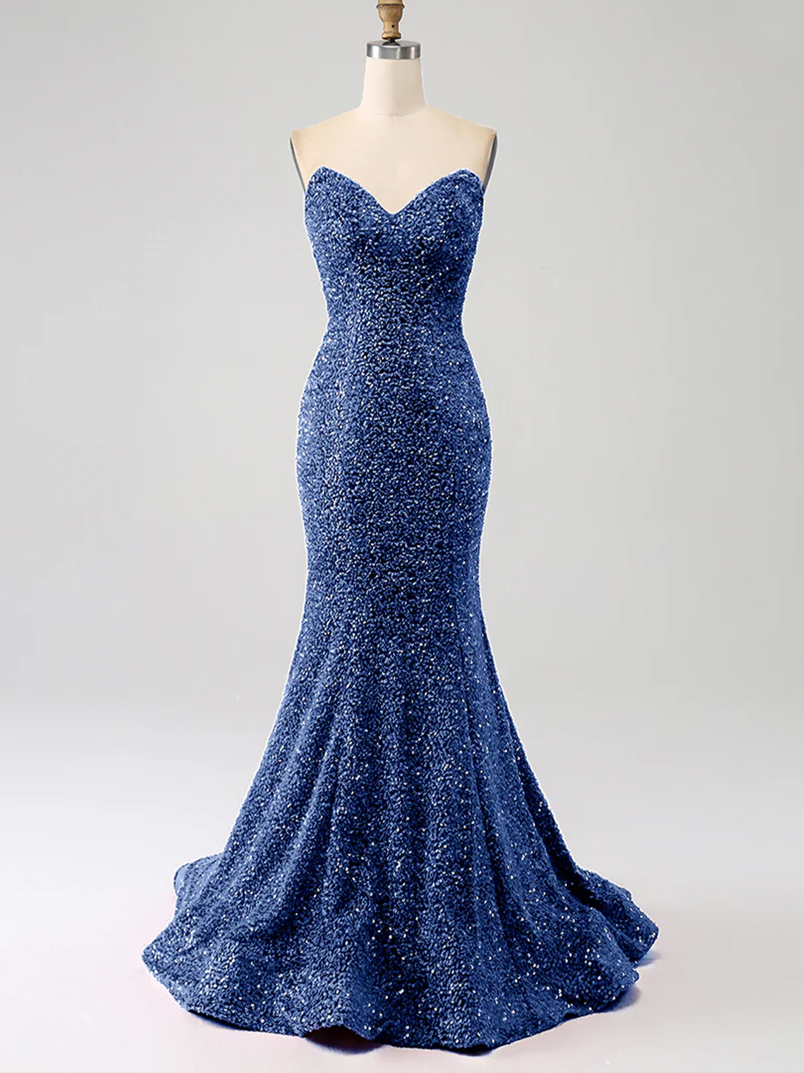 Sparkle Mermaid Sequin Sweetheart Sleeveless Tight Prom Dress