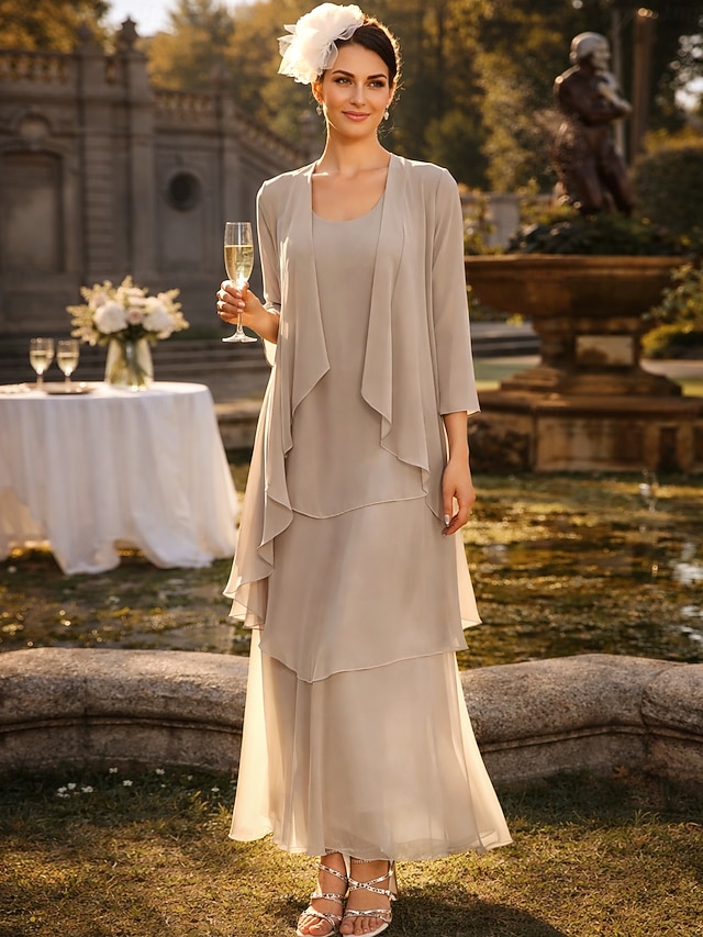 sheath column ankle length mother of the bride dresses wedding guest dresses sleeveless elegant simple chiffon, supplier image 1