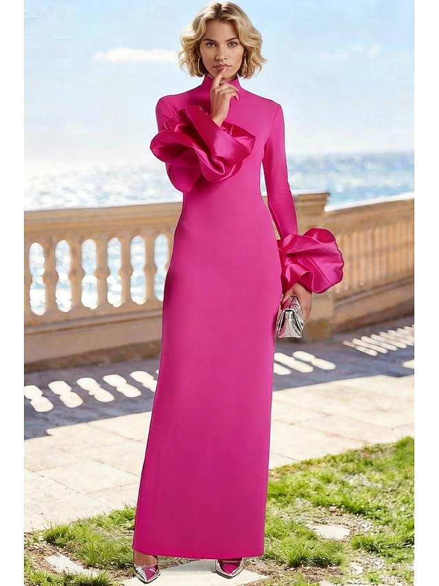 sheath column mother of the bride dresses wedding guest dresses formal dresses evening gown elegant in Fuchsia, US2