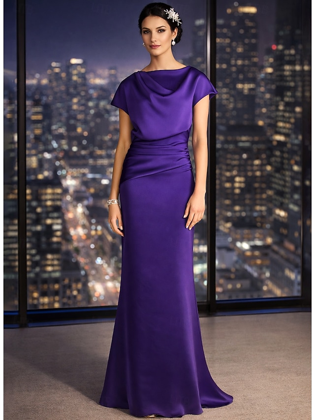 sheath column mother of the bride dresses wedding guest dresses formal dresses evening gown satin, supplier image 1