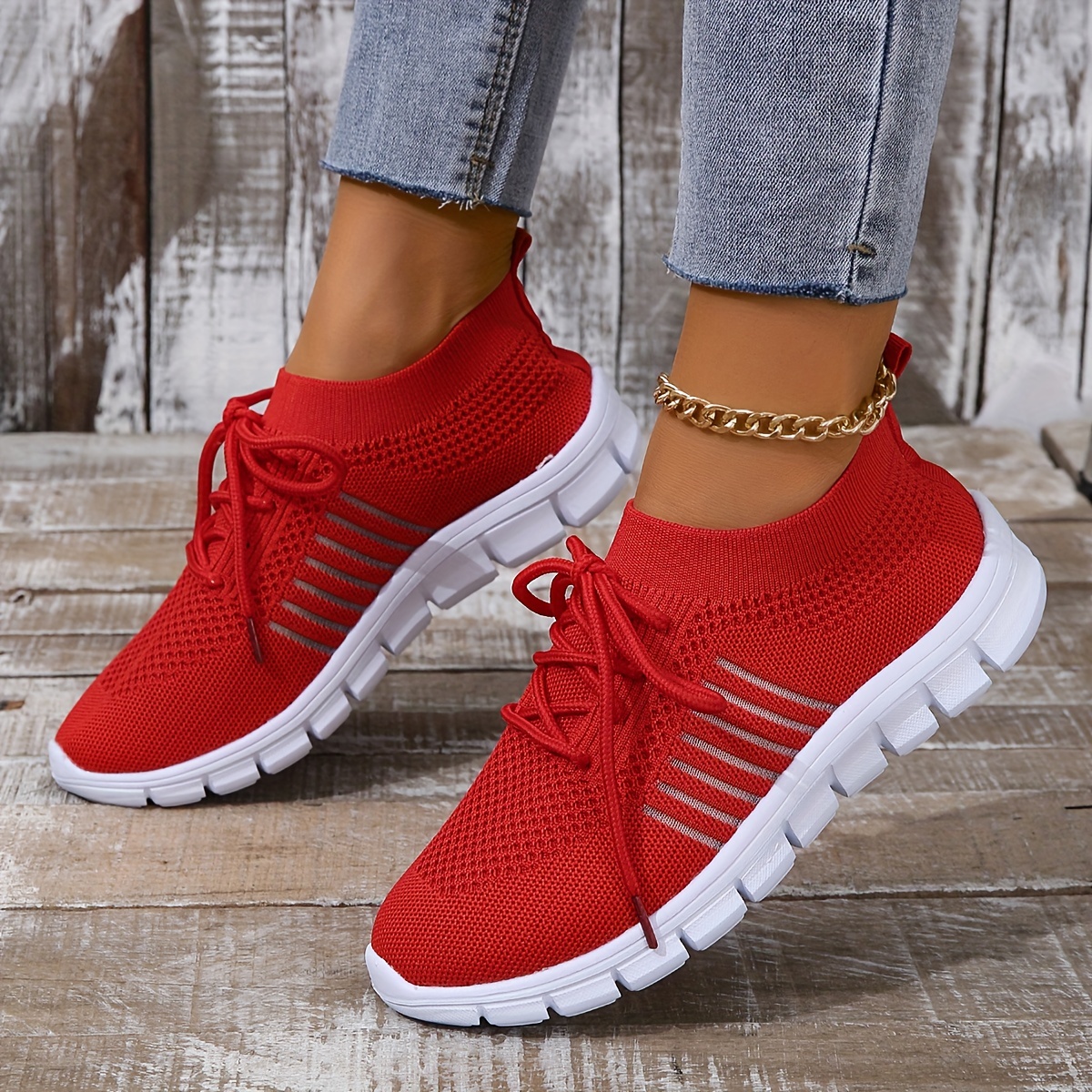 womens knitted sports shoes breathable lightweight low top running sneakers casual outdoor gym jogging trainers details 11