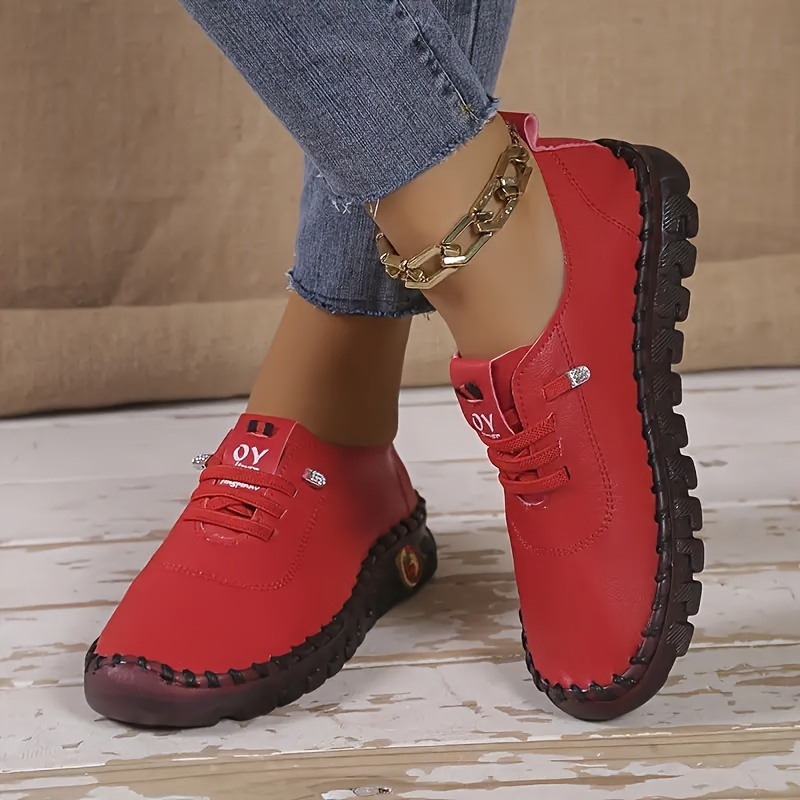 Women s Solid Color Casual Sneakers, Soft Sole Platform Slip On Walking Shoes, Low-top Versatile Comfy Shoes details 3