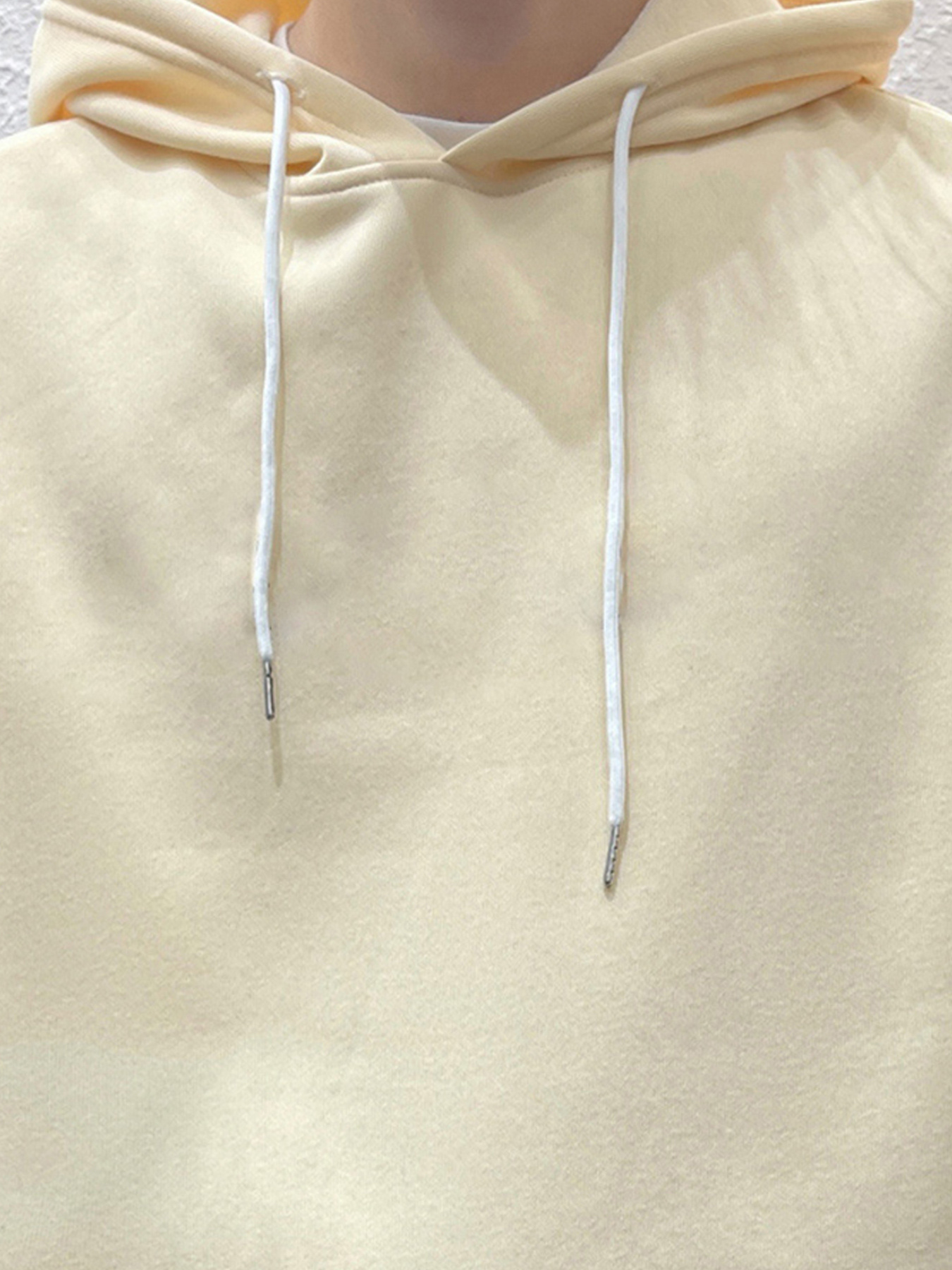 drop shoulder hoodie, mens fleece loose long sleeve drop shoulder hoodie details 3