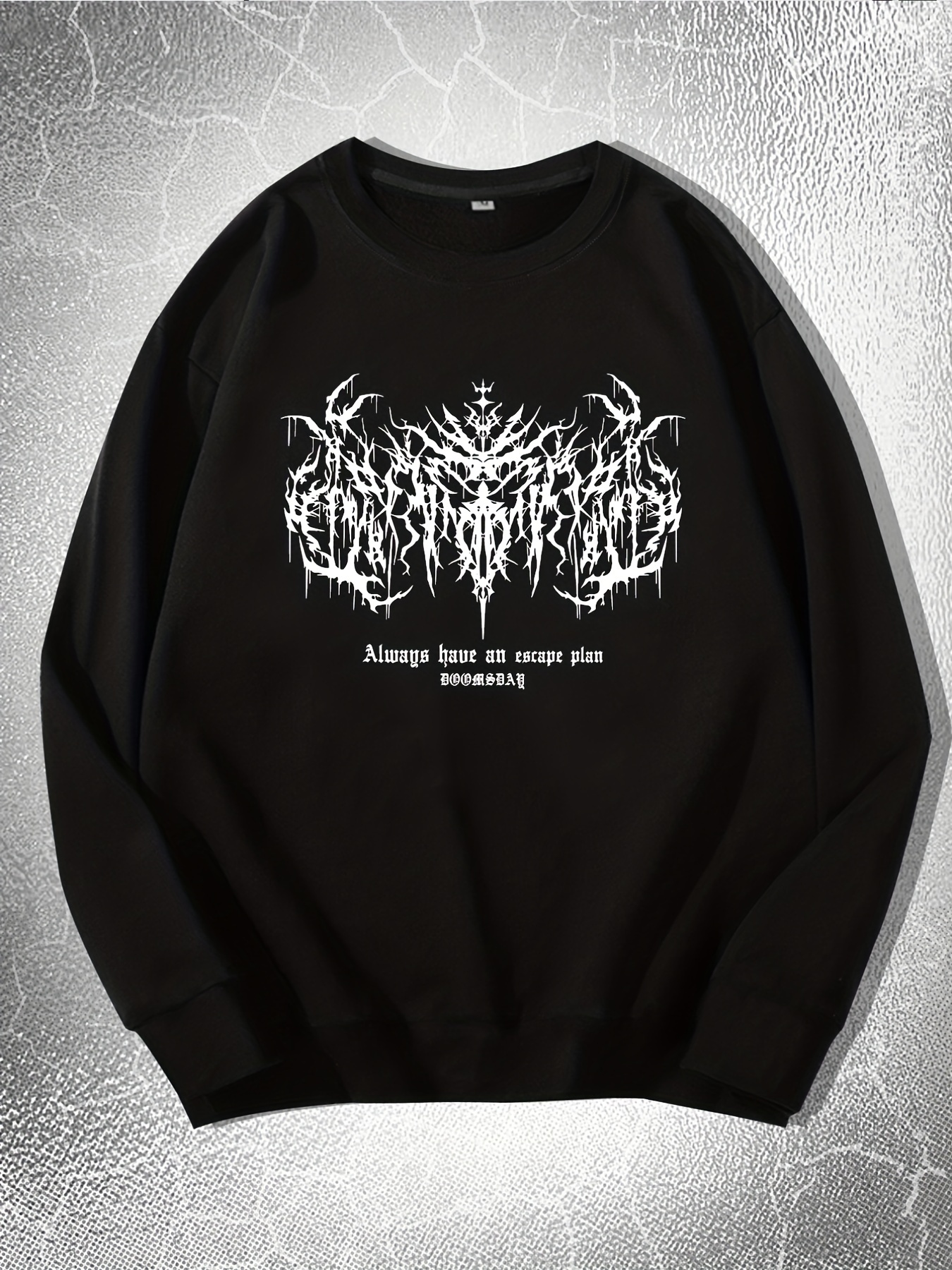 y2k skeleton thorns print sweatshirt mens casual graphic design middle stretch crew neck pullover sweatshirt for autumn winter details 5