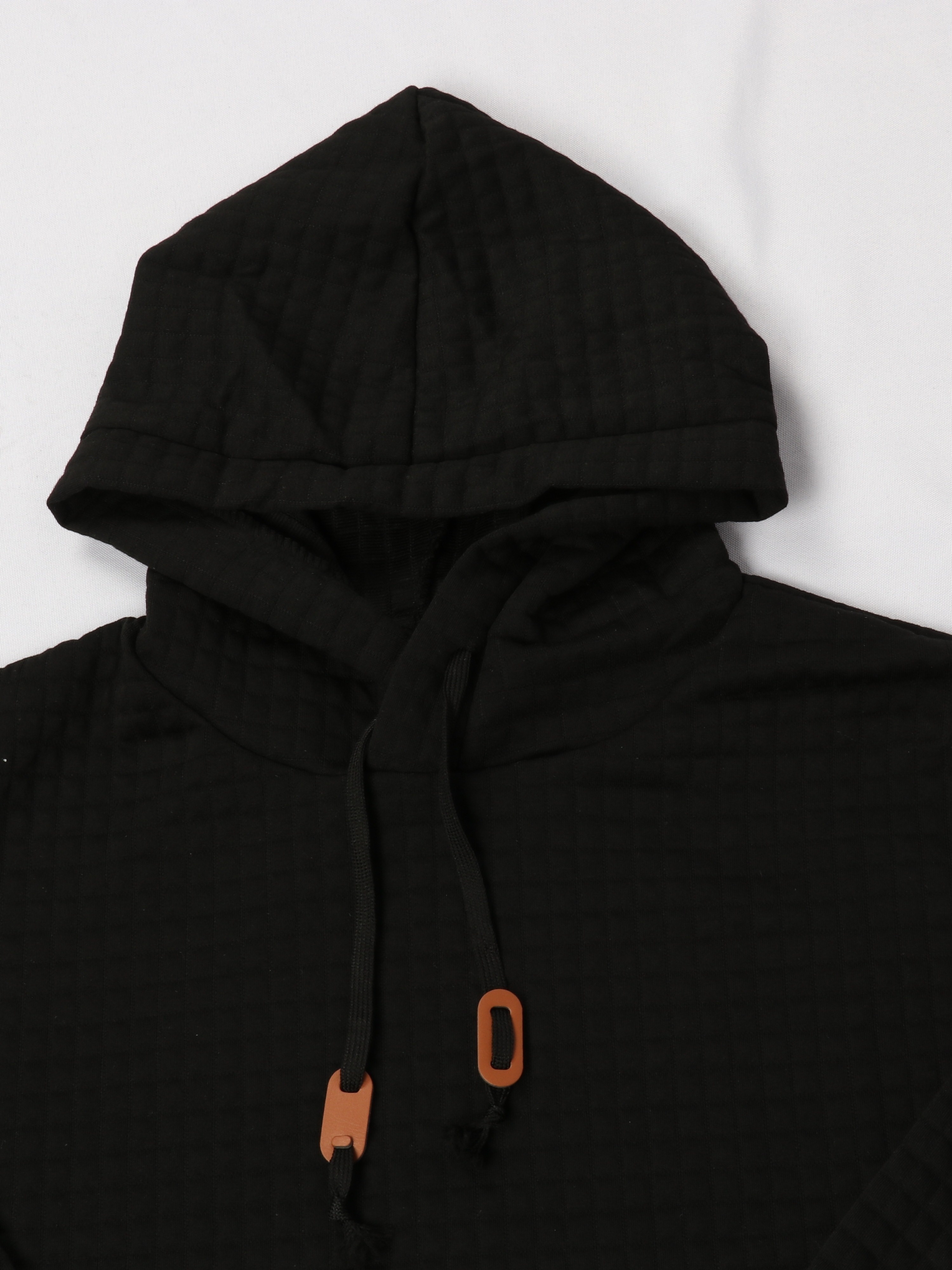 waffle pattern solid hoodie cool hoodies for men mens casual pullover hooded sweatshirt streetwear for spring fall as gifts details 10