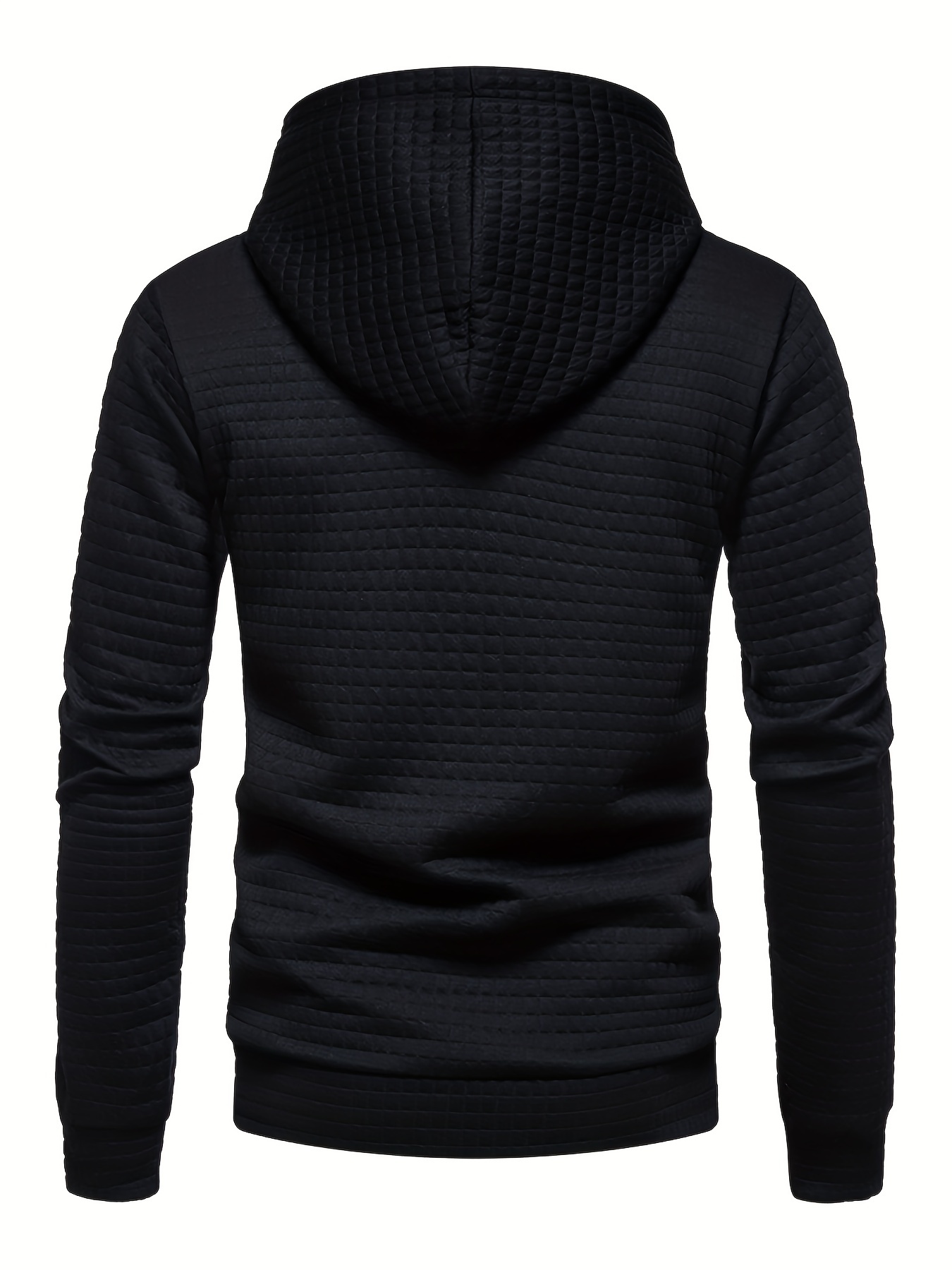 waffle pattern solid hoodie cool hoodies for men mens casual pullover hooded sweatshirt streetwear for spring fall as gifts details 8