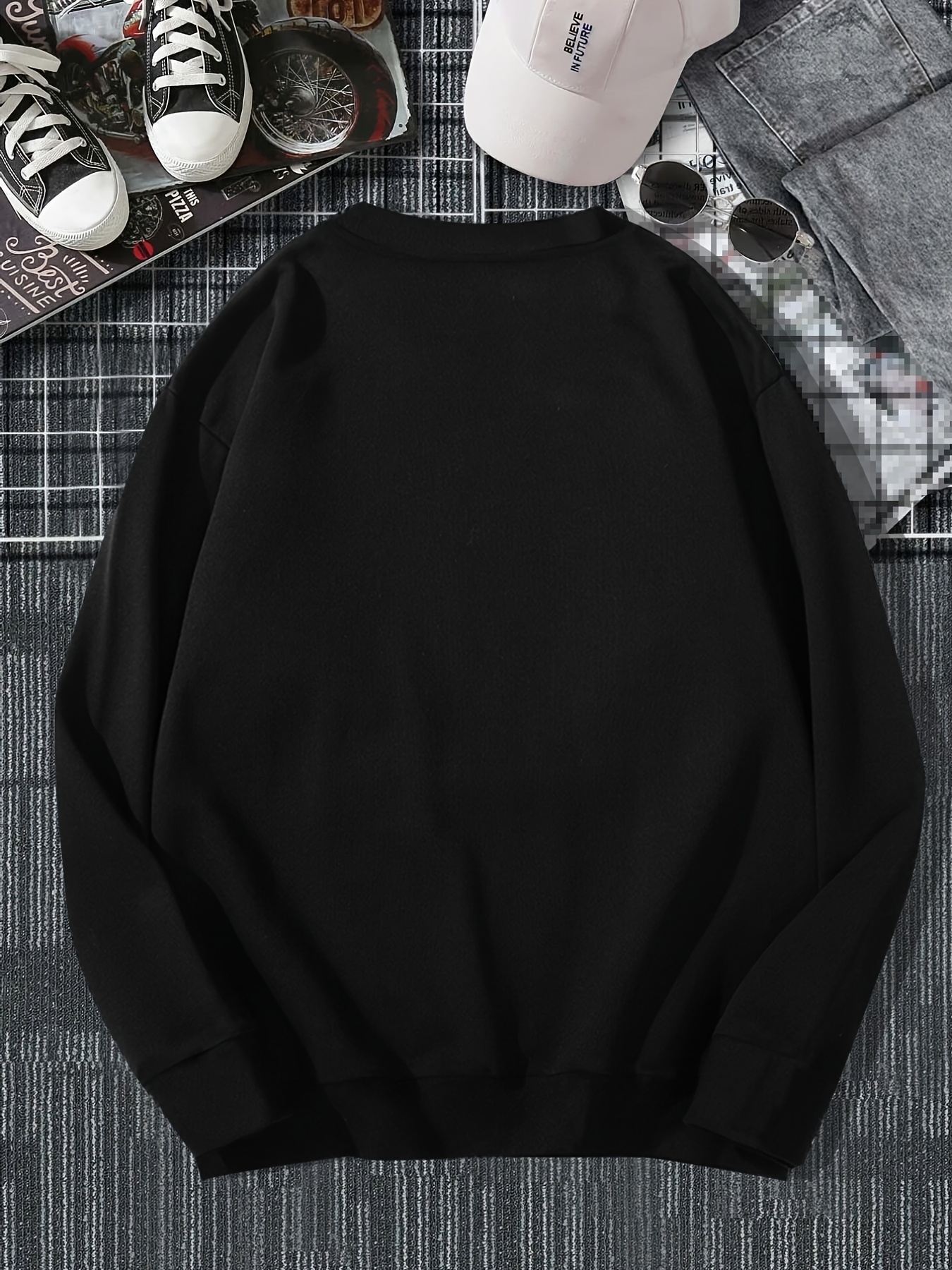 men and roses print mens casual hoodie drawstring pocket hoodie details 20