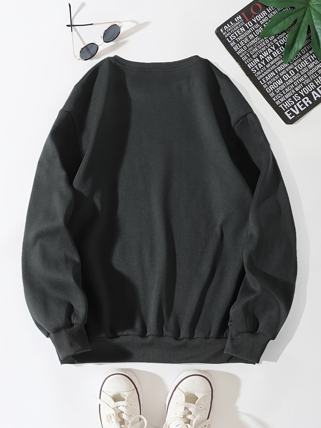 men and roses print mens casual hoodie drawstring pocket hoodie details 6