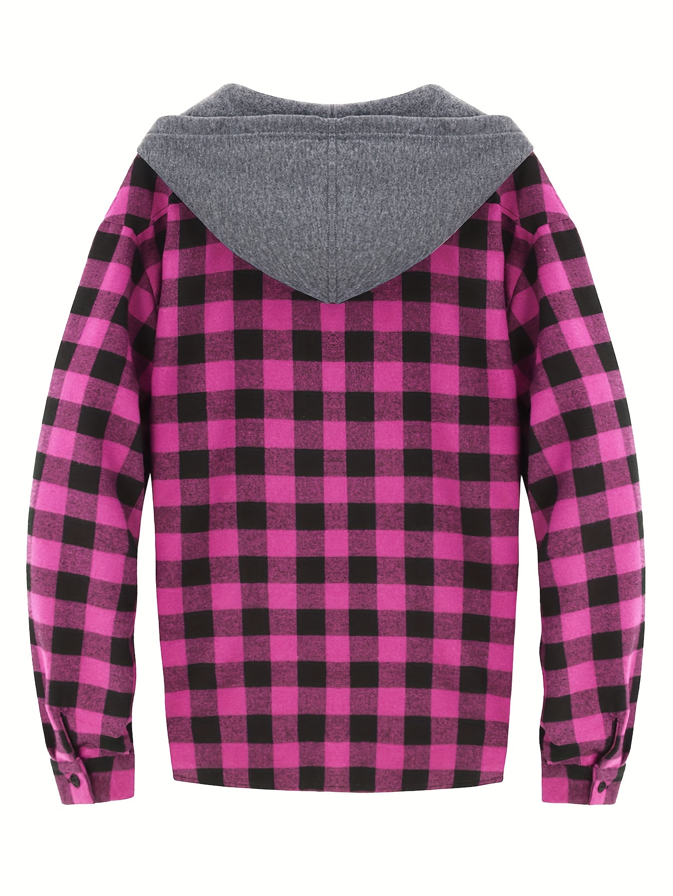 plaid shirt coat for men long sleeve casual regular fit button up hooded shirts jacket details 1