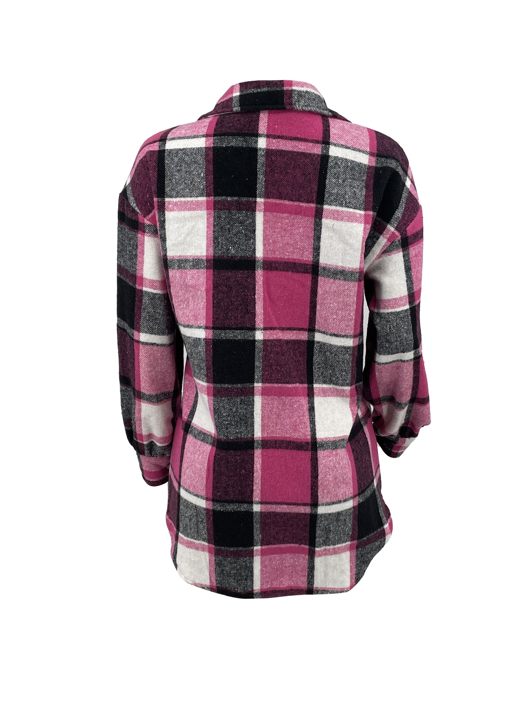 plaid pattern flap pockets jacket vintage drop shoulder single breasted outwear for fall winter womens clothing details 3