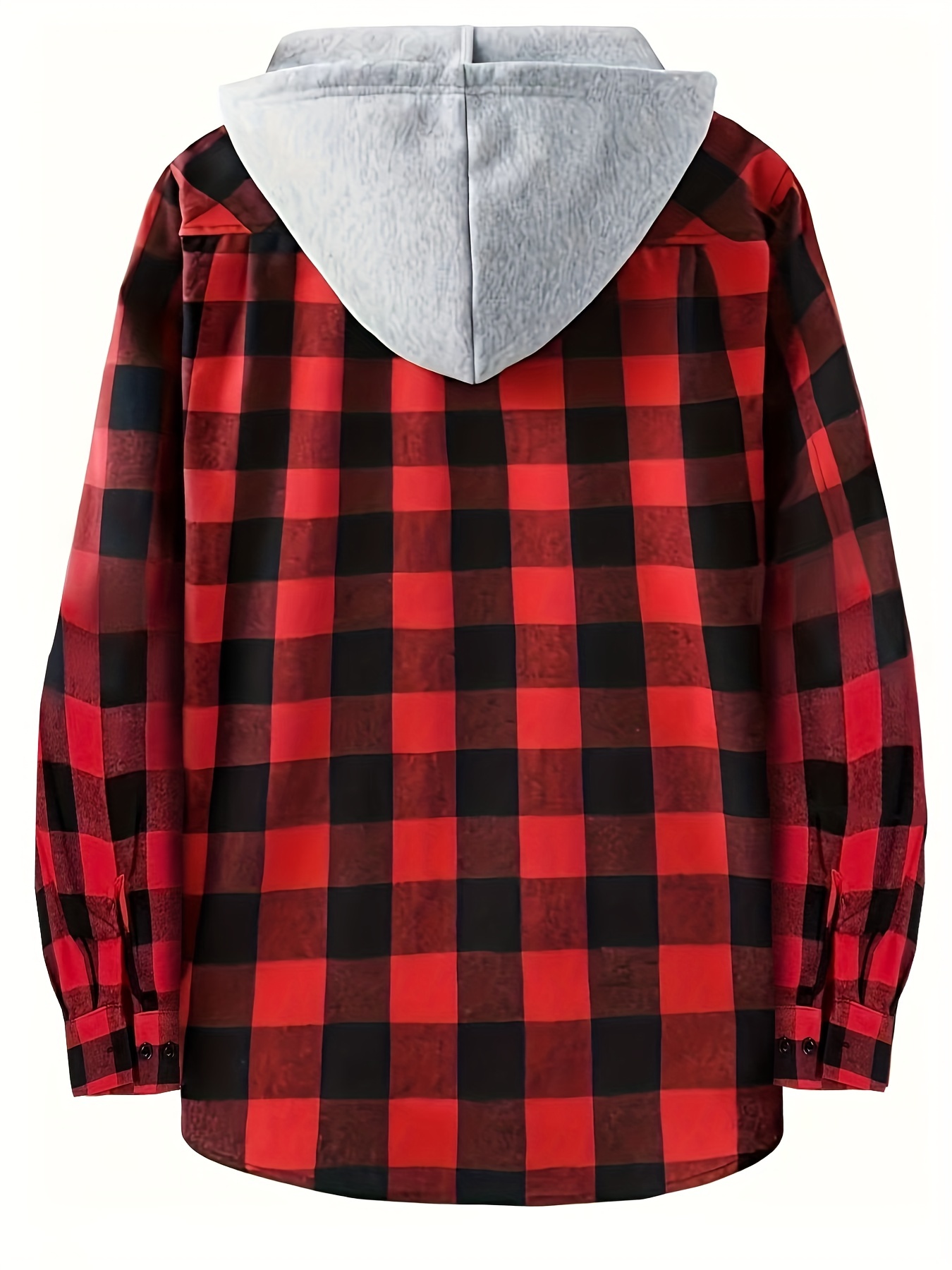 casual regular fit button up hooded shirts jacket, classic design plaid shirt coat for men long sleeve casual regular fit button up hooded shirts jacket details 15