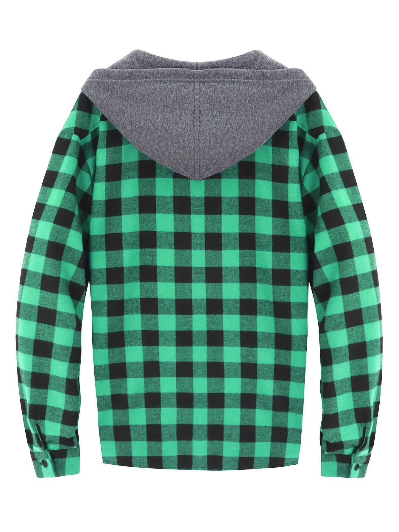 plaid shirt coat for men long sleeve casual regular fit button up hooded shirts jacket details 6