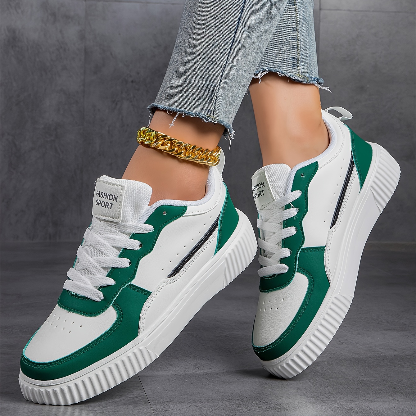 womens colorblock casual sneakers lace up comfy platform pastry skate shoes lightweight low top daily shoes details 1