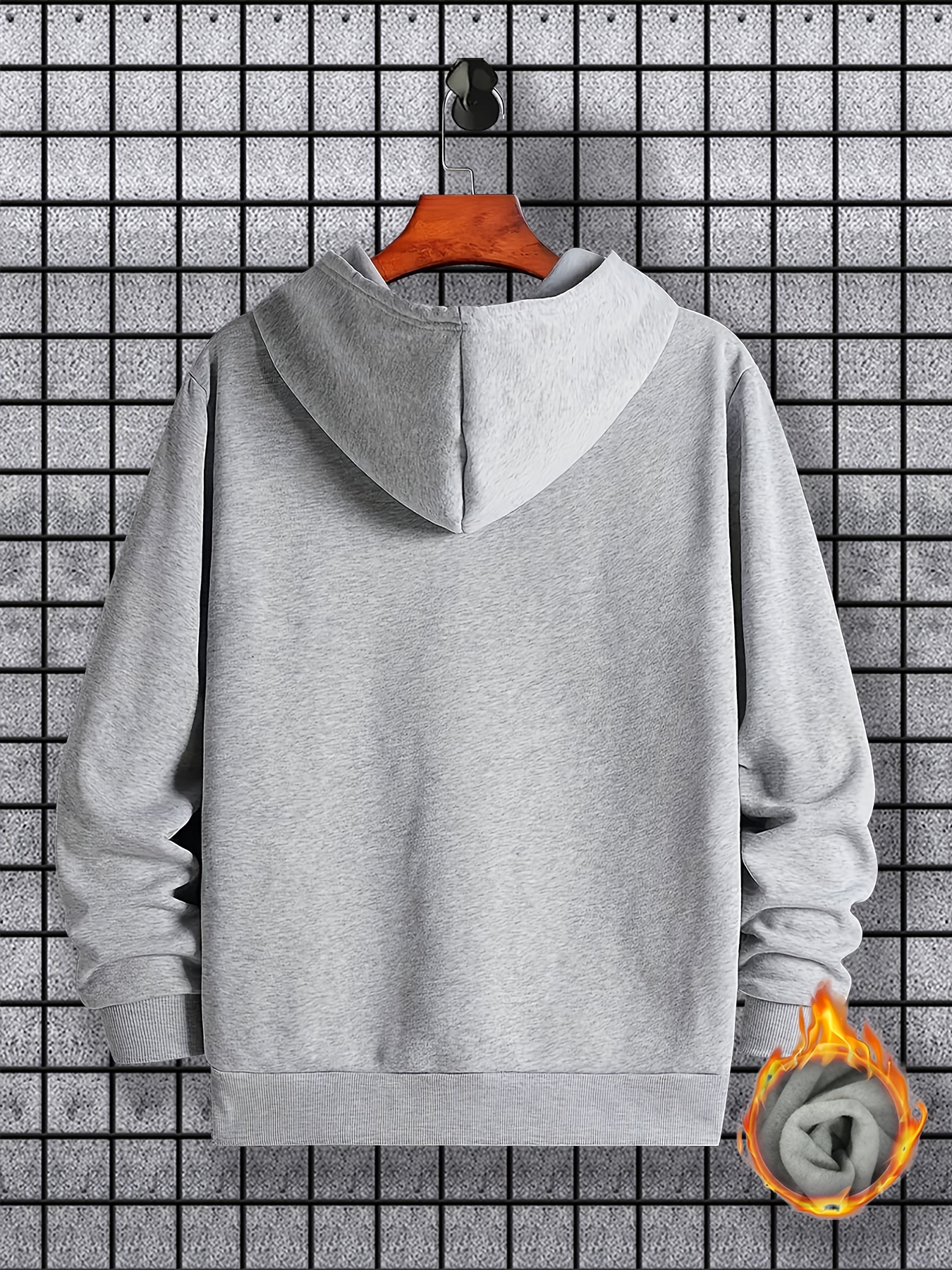 bus pattern warm hoodie with kangaroo pocket mens casual pullover hooded sweatshirt details 1