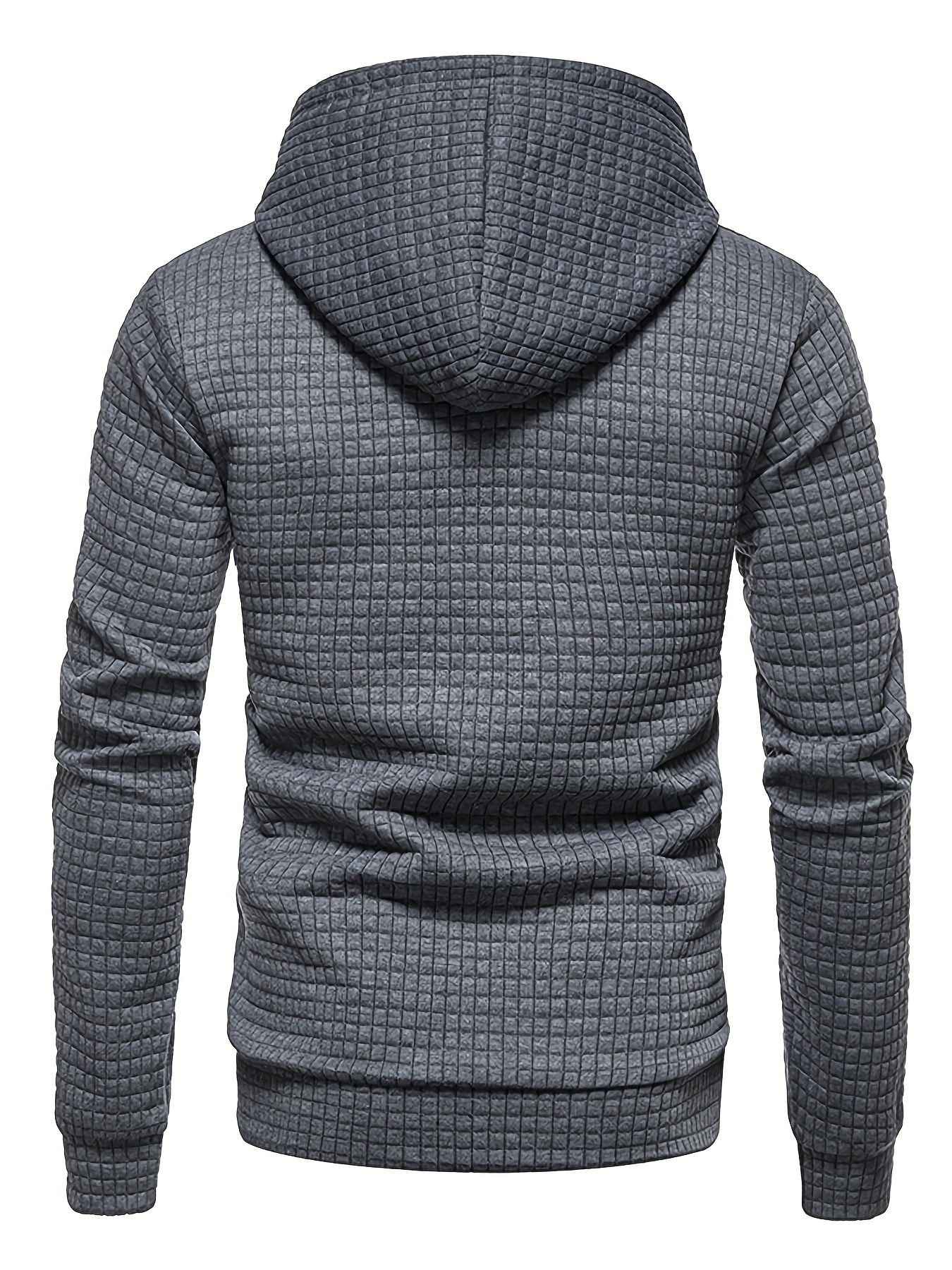 waffle pattern solid hoodie cool hoodies for men mens casual pullover hooded sweatshirt streetwear for spring fall as gifts details 1