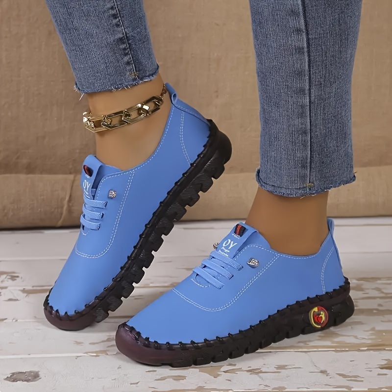 Women s Solid Color Casual Sneakers, Soft Sole Platform Slip On Walking Shoes, Low-top Versatile Comfy Shoes details 4