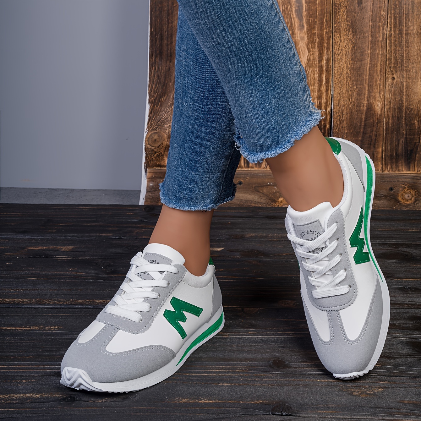 womens colorblock casual sneakers lace up soft sole platform walking shoes lightweight low top running shoes details 3