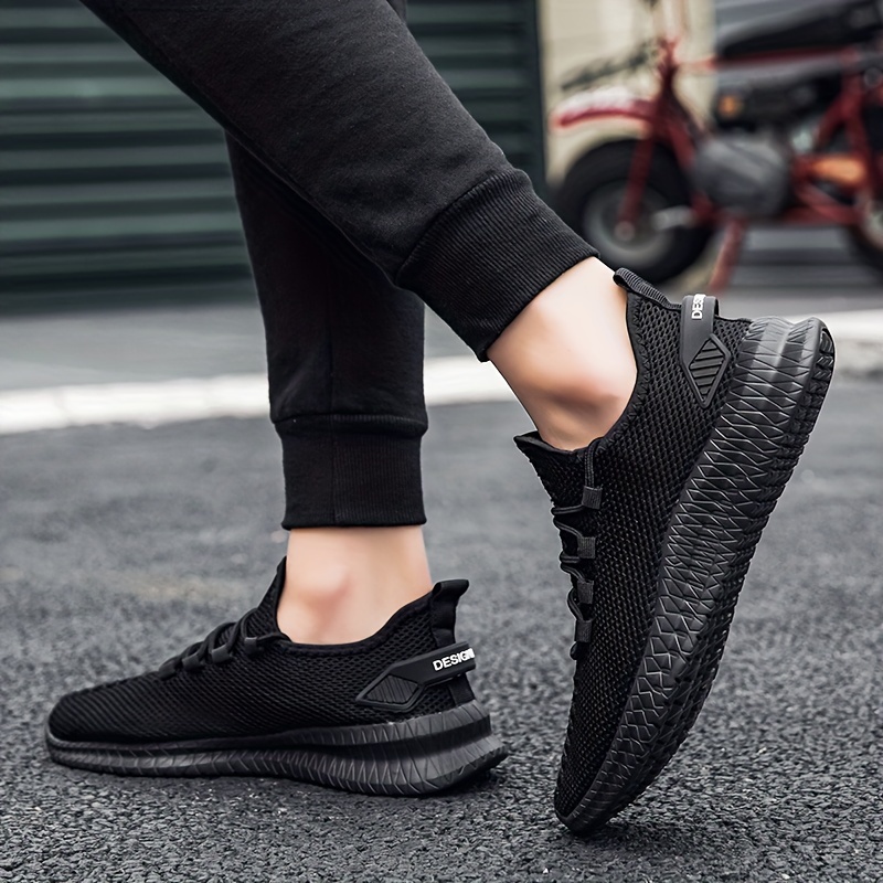mens fashion trendy knit breathable lightweight comfy casual sneakers for sports details 5