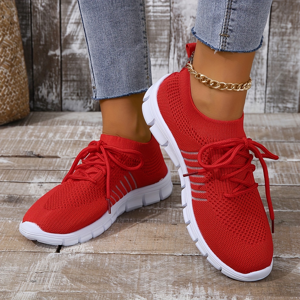 womens knitted sports shoes breathable lightweight low top running sneakers casual outdoor gym jogging trainers details 6