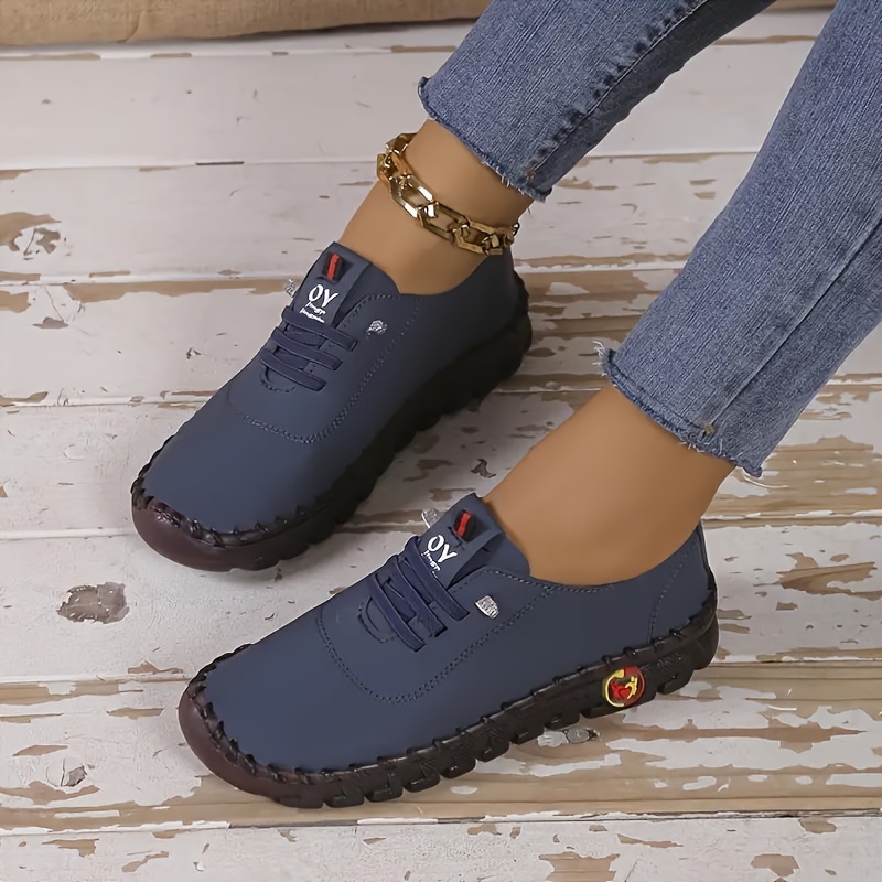 Women s Solid Color Casual Sneakers, Soft Sole Platform Slip On Walking Shoes, Low-top Versatile Comfy Shoes details 6