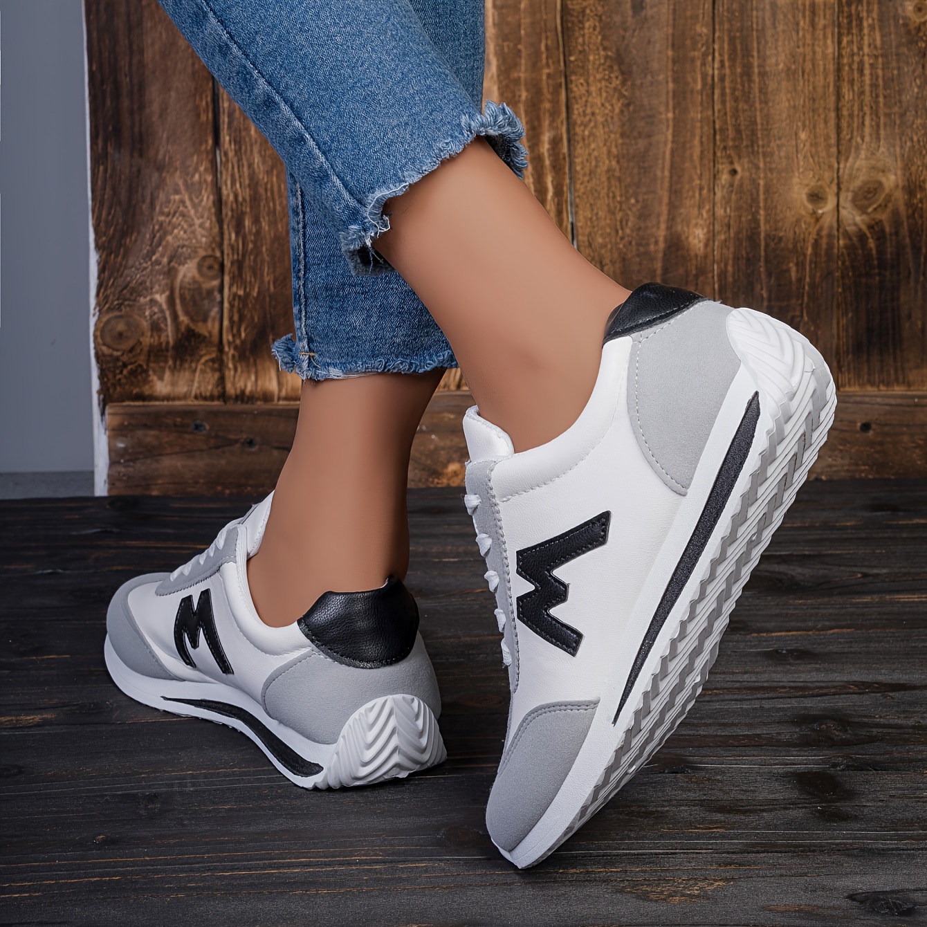 womens colorblock casual sneakers lace up soft sole platform walking shoes lightweight low top running shoes details 2