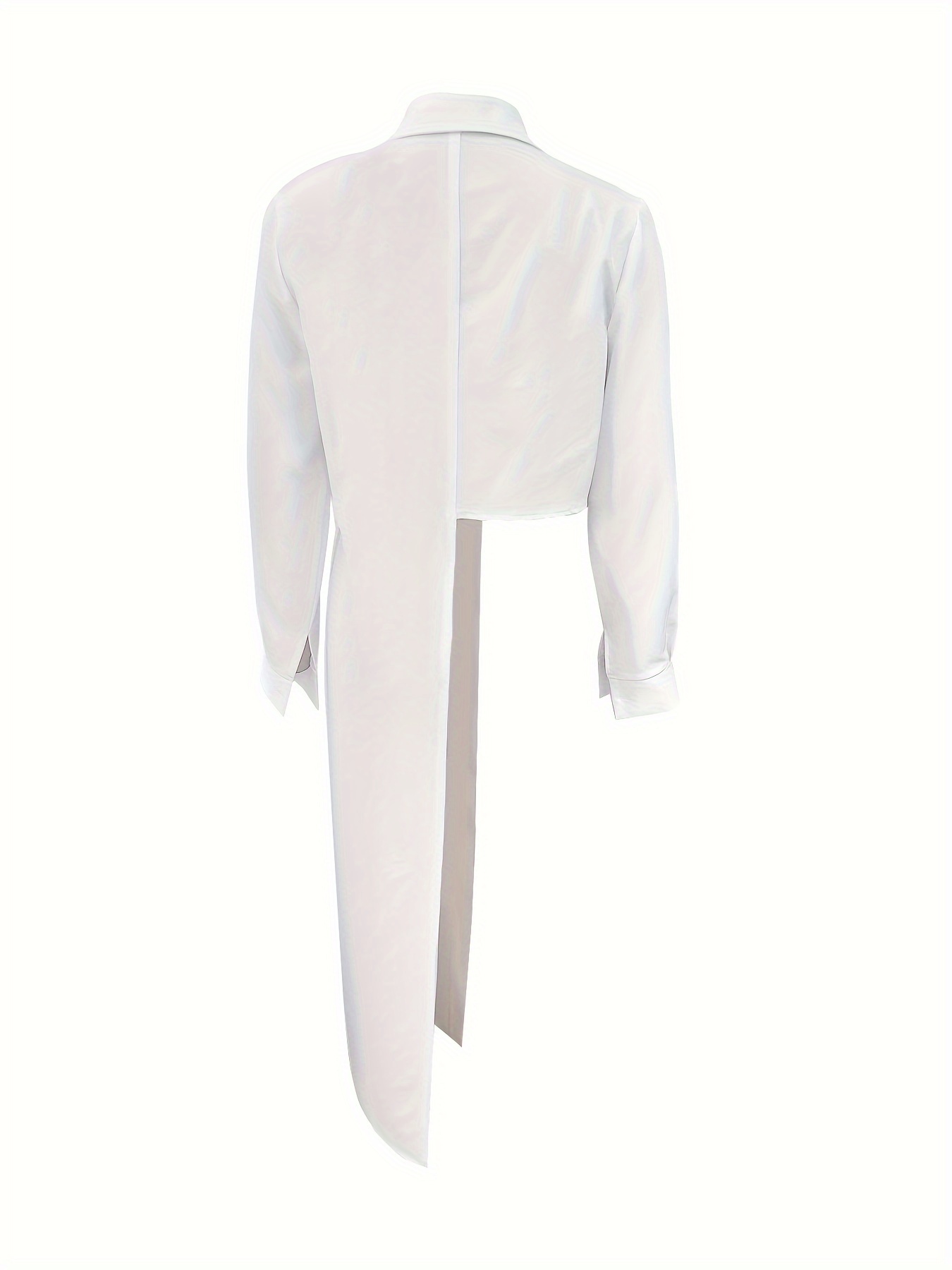 solid button front asymmetrical shirt casual long sleeve shirt for spring fall womens clothing details 2