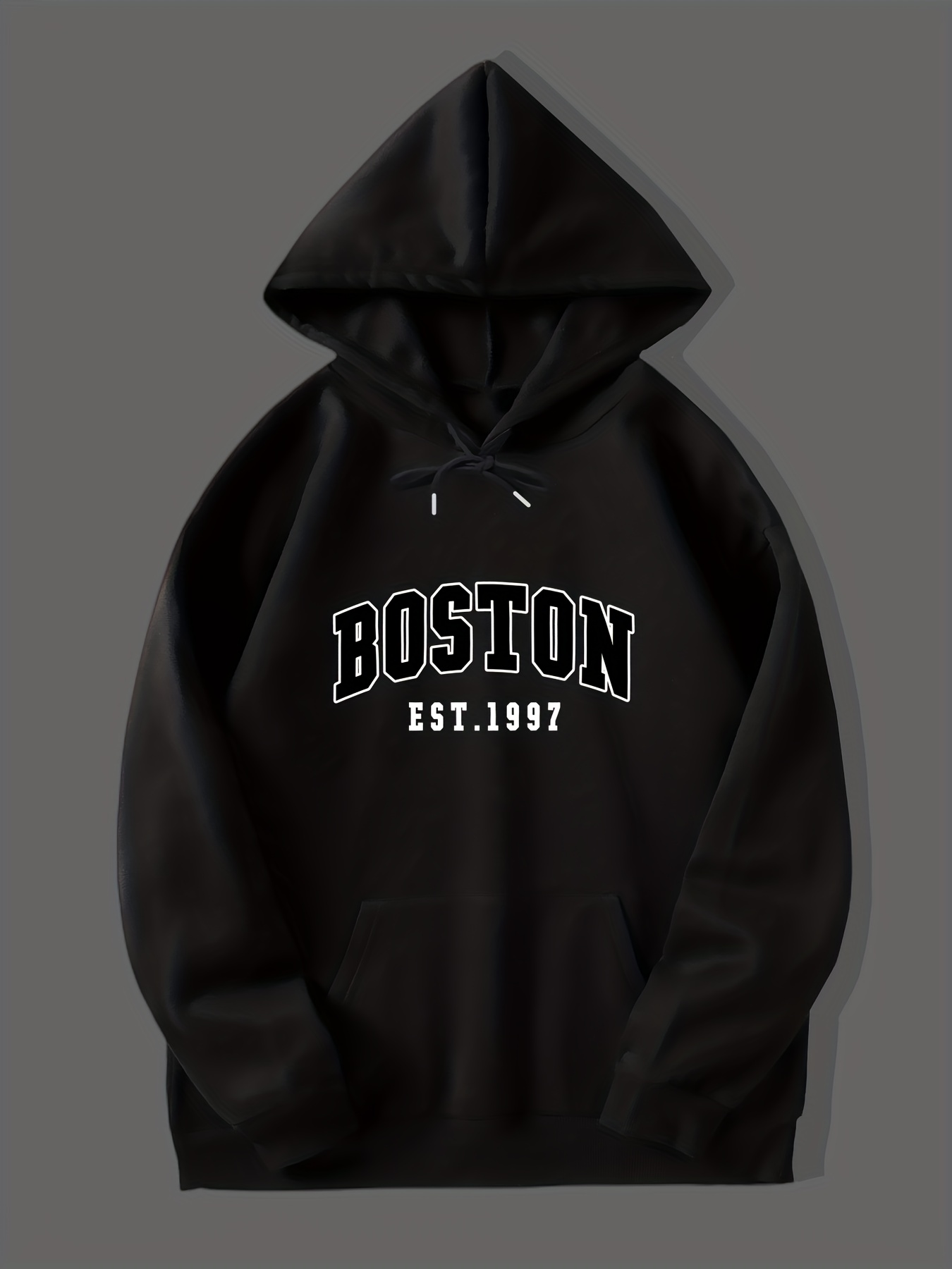 boston print mens hooded sweatshirt with kangaroo pocket mens chic pullover tops for fall winter details 16