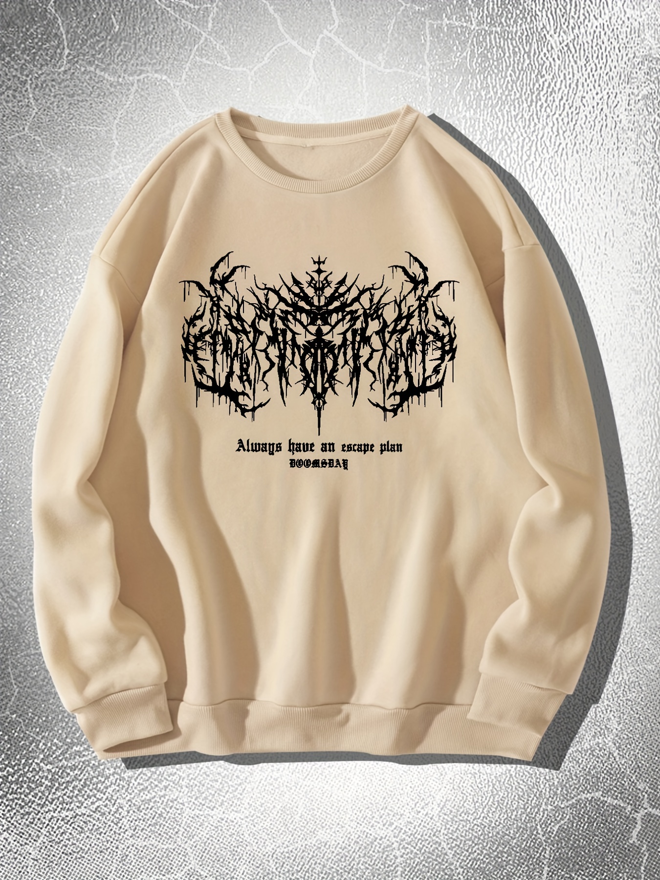 y2k skeleton thorns print sweatshirt mens casual graphic design middle stretch crew neck pullover sweatshirt for autumn winter details 0