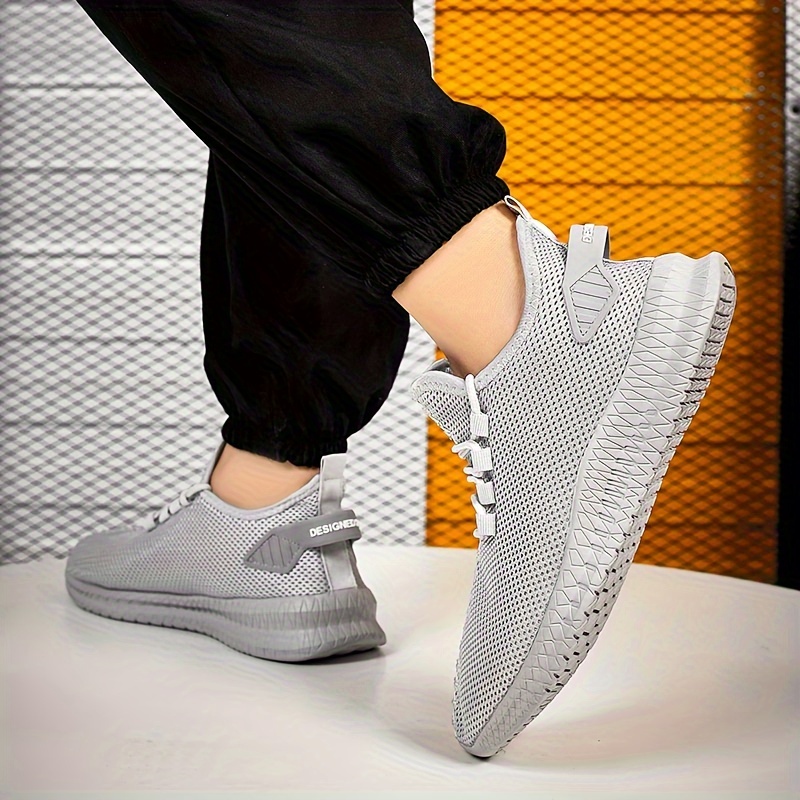 mens fashion trendy knit breathable lightweight comfy casual sneakers for sports details 1