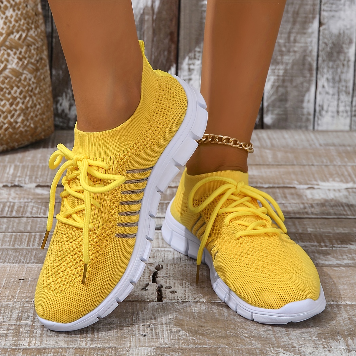 womens knitted sports shoes breathable lightweight low top running sneakers casual outdoor gym jogging trainers details 10