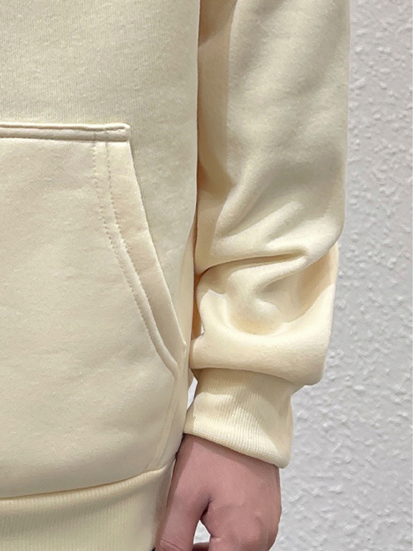 drop shoulder hoodie, mens fleece loose long sleeve drop shoulder hoodie details 2