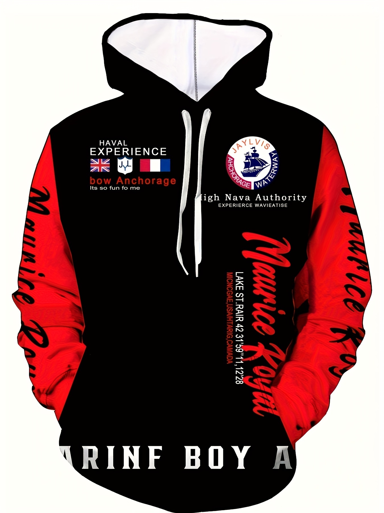 mens long sleeve pattern print hoodies street casual sports and fashionable with kangaroo pocket sweatshirt suitable for outdoor sports for autumn and winter fashionable and versatile can be paired with hip hop necklace as gifts details 0