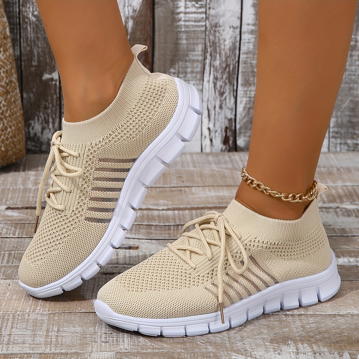 womens knitted sports shoes breathable lightweight low top running sneakers casual outdoor gym jogging trainers details 9