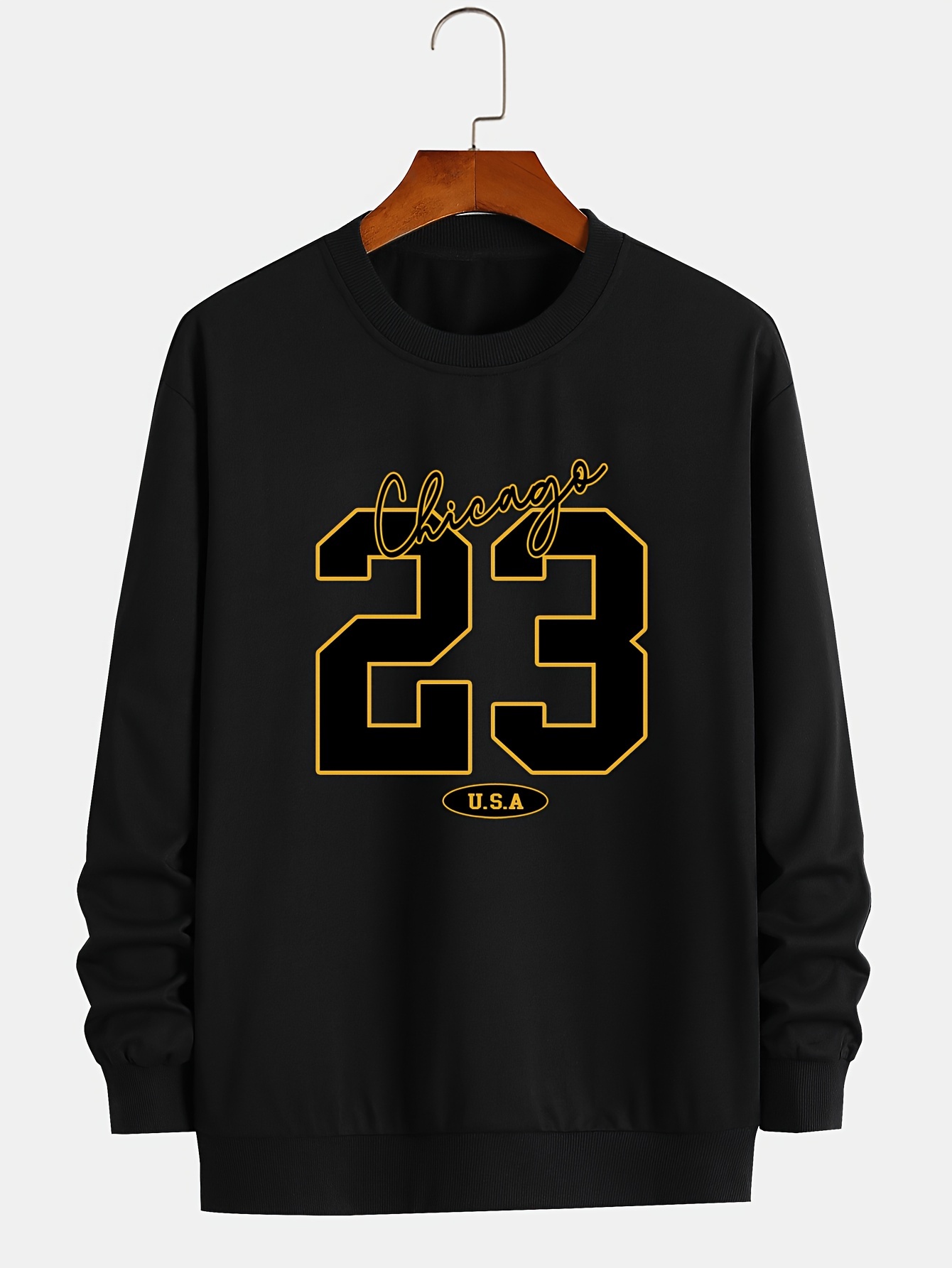 mens fashionable casual number 23 print round neck pullover long sleeve sweatshirt suitable for outdoor sports for autumn and spring as gifts details 7