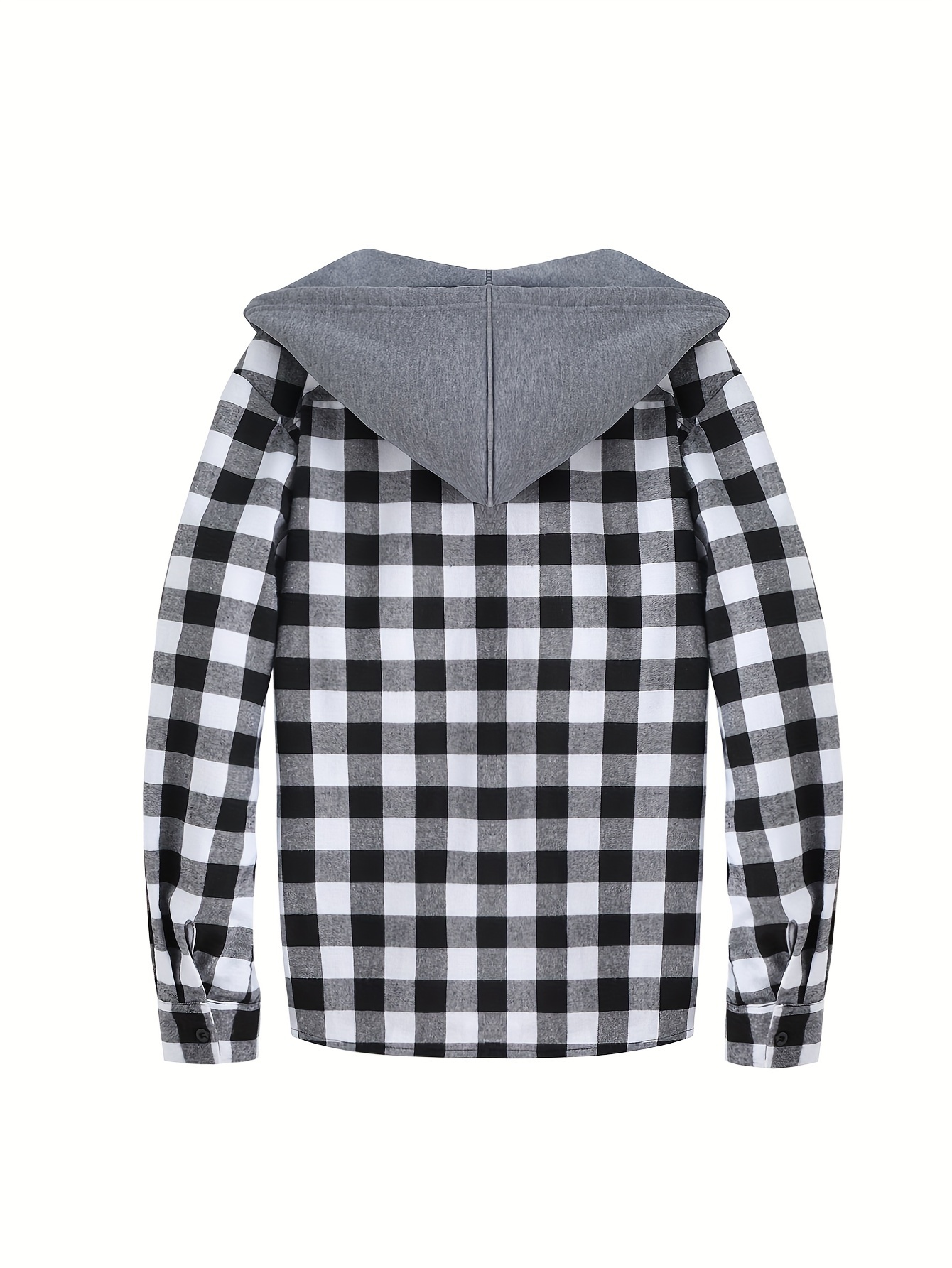 plaid shirt coat for men long sleeve casual regular fit button up hooded shirts jacket details 35