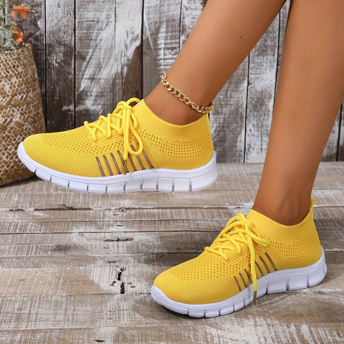 womens knitted sports shoes breathable lightweight low top running sneakers casual outdoor gym jogging trainers details 3