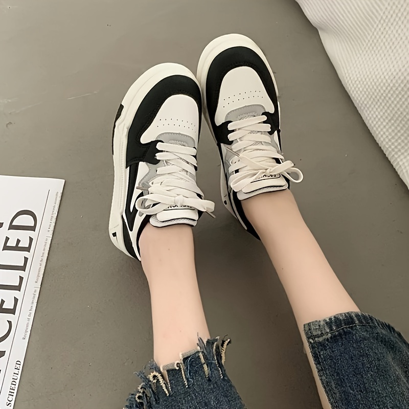womens platform skate shoes colorblock round toe low top sneakers all match outdoor trainers details 3